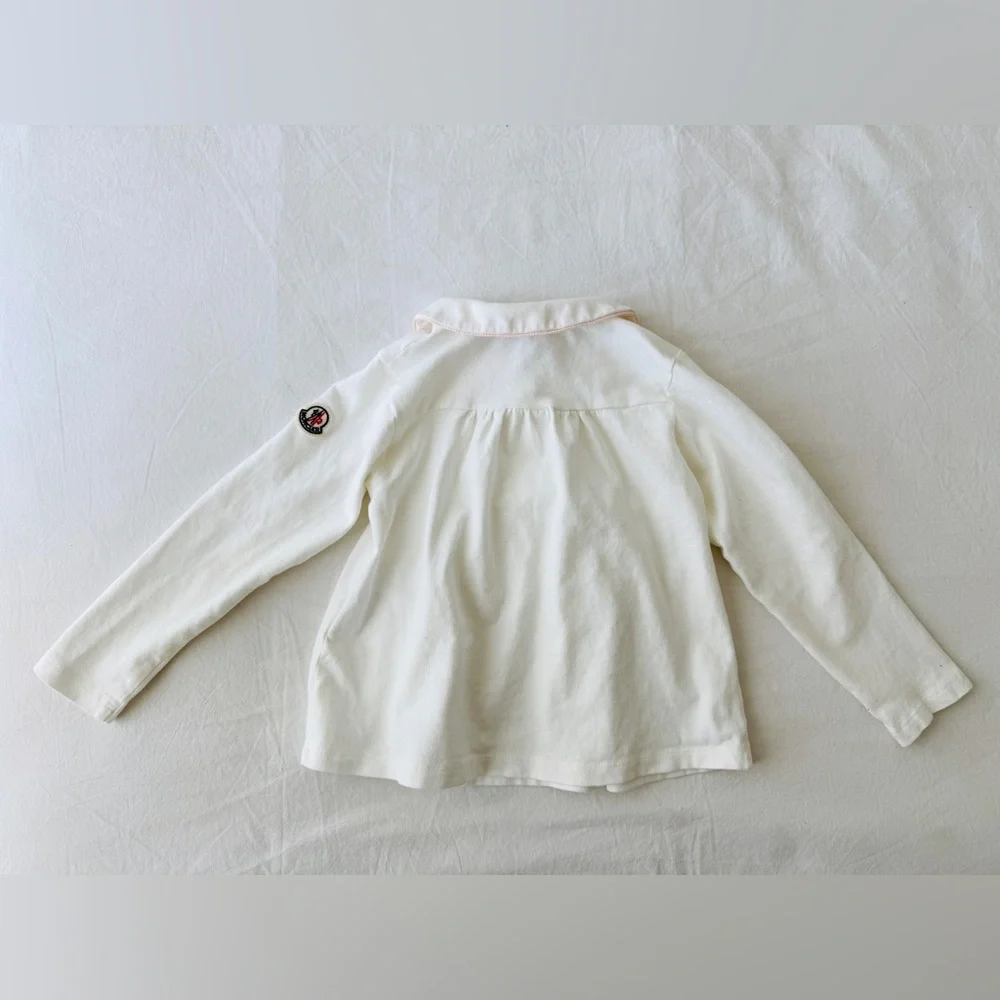 MONCLER White Long Sleeve Empire Waist Top Blouse Shirt Toddler Girl Preppy - Picture 3 of 9